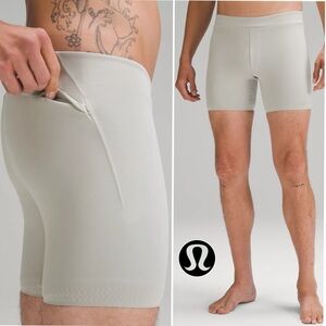 Lululemon Everlux Yoga Short 6" Seal Gray Mens Sz M Breathable Stretch Gym Biker